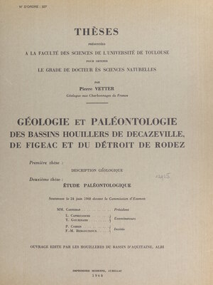 cover image of Géologie et paléontologie des bassins houillers de Decazeville, de Figeac et du détroit de Rodez (2)